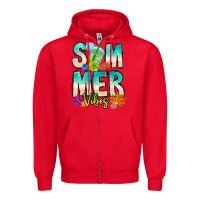 Red Summer Vibes Zipper Hoodie - CowhideDigitalArt
