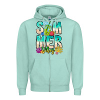 Seafoam Summer Vibes Zipper Hoodie - CowhideDigitalArt