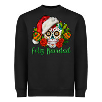 Black Feliz Navidad Skull Heavyweight Sweatshirt - BundleAndBundleShop