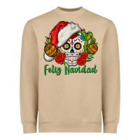 Mushroom Feliz Navidad Skull Heavyweight Sweatshirt - BundleAndBundleShop