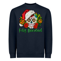 Navy Feliz Navidad Skull Heavyweight Sweatshirt - BundleAndBundleShop