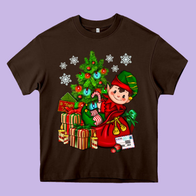 Santa's Elf Christmas Heavy Core Tee Designed By Bundleandbundleshop