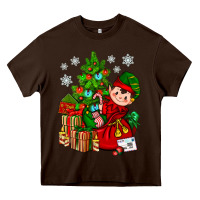 Chocolate Brown Santa's Elf Christmas Heavy Core Tee - BundleAndBundleShop