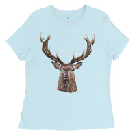 Baby Blue elk deer head Ladies Tee - LillyAllenDesigns