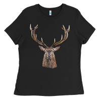 Black elk deer head Ladies Tee - LillyAllenDesigns