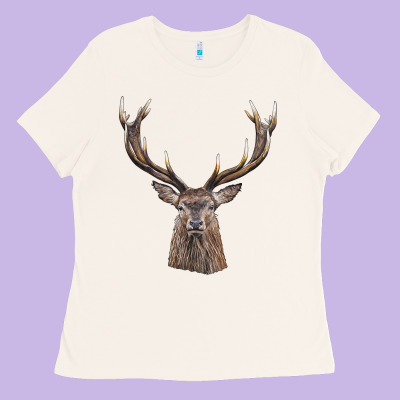 Elk Deer Head Ladies Tee Designed By Lillyallendesigns