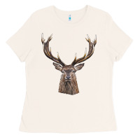 Bone elk deer head Ladies Tee - LillyAllenDesigns