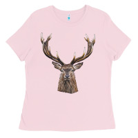 Bubblegum Pink elk deer head Ladies Tee - LillyAllenDesigns