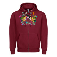 Burgundy Sweet Summer Zipper Hoodie - CowhideDigitalArt