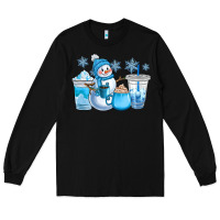 Black winter snowman coffee cups Long Sleeve Tee - CowGirlArtShop