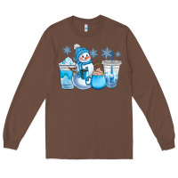 Chestnut winter snowman coffee cups Long Sleeve Tee - CowGirlArtShop