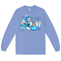 Colony Blue winter snowman coffee cups Long Sleeve Tee - CowGirlArtShop