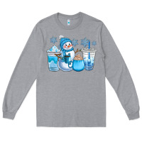 Heather Grey winter snowman coffee cups Long Sleeve Tee - CowGirlArtShop