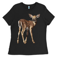 Black white tailed fawn deer Ladies Tee - LillyAllenDesigns