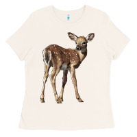 Bone white tailed fawn deer Ladies Tee - LillyAllenDesigns