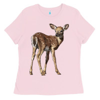 Bubblegum Pink white tailed fawn deer Ladies Tee - LillyAllenDesigns