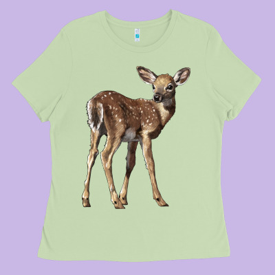 White Tailed Fawn Deer Ladies Tee Designed By Lillyallendesigns