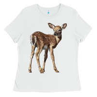 White white tailed fawn deer Ladies Tee - LillyAllenDesigns