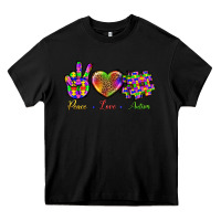Black Peace Love Autism Heavy Core Tee - BundleAndBundleShop