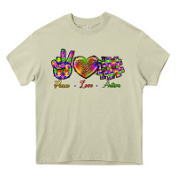 Mossy Peace Love Autism Heavy Core Tee - BundleAndBundleShop