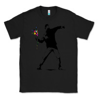 Black banksy protester throwing flowers Classic Tee - lanVoArt