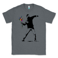 Charcoal Heather banksy protester throwing flowers Classic Tee - lanVoArt