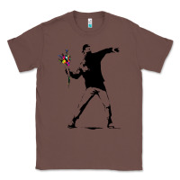 Chestnut banksy protester throwing flowers Classic Tee - lanVoArt