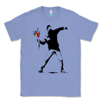 Colony Blue banksy protester throwing flowers Classic Tee - lanVoArt