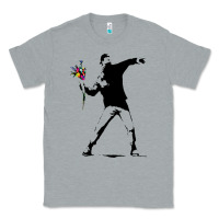 Heather Grey banksy protester throwing flowers Classic Tee - lanVoArt