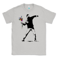 Moon Dust banksy protester throwing flowers Classic Tee - lanVoArt