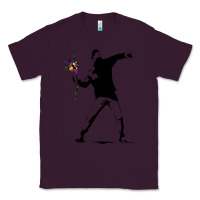 Plum banksy protester throwing flowers Classic Tee - lanVoArt