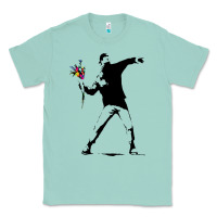 Seafoam banksy protester throwing flowers Classic Tee - lanVoArt