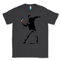Smoke banksy protester throwing flowers Classic Tee - lanVoArt