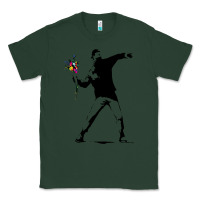 Sports Green banksy protester throwing flowers Classic Tee - lanVoArt
