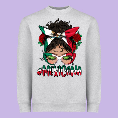 Mexicana Messy Bun Mama Heavyweight Sweatshirt Designed By Bundleandbundleshop