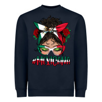 Navy Mexicana Messy Bun Mama Heavyweight Sweatshirt - BundleAndBundleShop