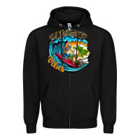 Black Summer Vibes Zipper Hoodie - CowhideDigitalArt