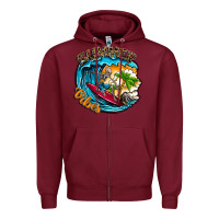 Burgundy Summer Vibes Zipper Hoodie - CowhideDigitalArt