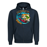 Navy Summer Vibes Zipper Hoodie - CowhideDigitalArt