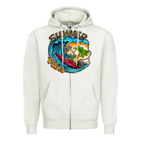Oatmeal Heather Summer Vibes Zipper Hoodie - CowhideDigitalArt