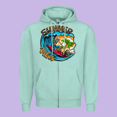 Summer Vibes Zipper Hoodie Designed By Cowhidedigitalart