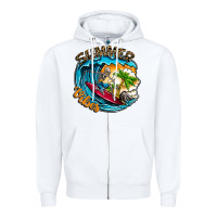 White Summer Vibes Zipper Hoodie - CowhideDigitalArt