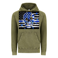 Vintage Olive police flag patriotic skull Vintage Hoodie - TumblerDesignByShophia