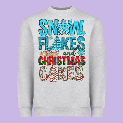 Snow Flakes Aad Christmas Cakes Heavyweight Sweatshirt Designed By Bundleandbundleshop