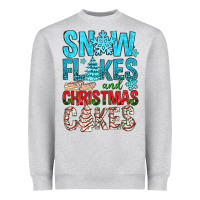Heather Grey Snow Flakes aAd Christmas Cakes Heavyweight Sweatshirt - BundleAndBundleShop