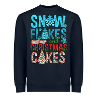 Navy Snow Flakes aAd Christmas Cakes Heavyweight Sweatshirt - BundleAndBundleShop