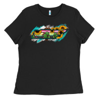 Black Tennessee Map Sunflower Cactus Serape Ladies Tee - RanaPortraitStore
