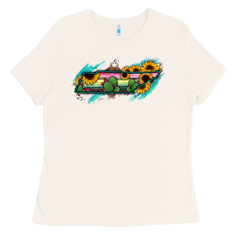Tennessee Map Sunflower Cactus Serape Ladies Tee by RanaPortraitStore | Teevron