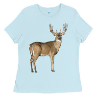 Baby Blue white tailed buck deer Ladies Tee - LillyAllenDesigns