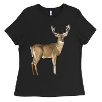 Black white tailed buck deer Ladies Tee - LillyAllenDesigns